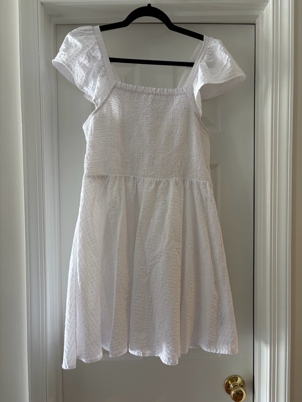 White Smocked Sundress with Flutter Sleeves